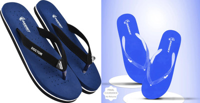 DASHNY Women Flip Flops(Navy, Blue , 7)