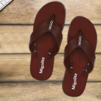 MIGOLITE Men Migolite Mens Comfortable Anti Slip Flip Flops with Soft Strap & Durable Sole Flip Flops(Maroon , 8)