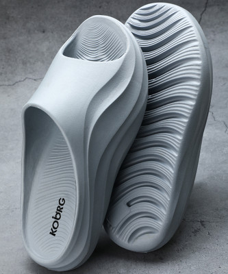 Koburg Men Milan Slides| Comfortable | Super soft | Lightweight | EVA Sole | Sliders KF-484 Slides(Grey , 8)