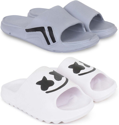 Kapani Fashion Men Slides(Grey, White , 7)