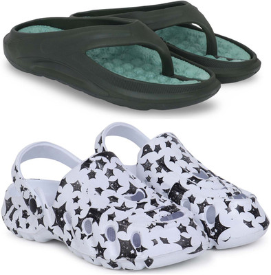 Pampy Angel Men Slippers(Green, White , 7)