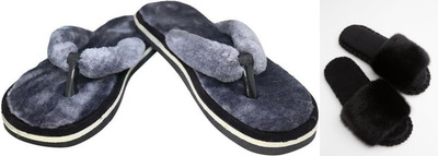 rexizone Women Slides(Grey, Black , 4)