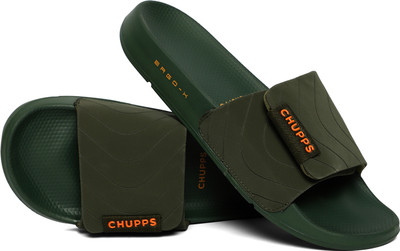 Chupps Men Flow Olive Men's Comfortable Slides & Flip Flop Slides(Olive , 11)