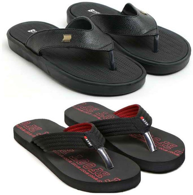 BFOOT Men Flip Flops(Green, Beige , 9)