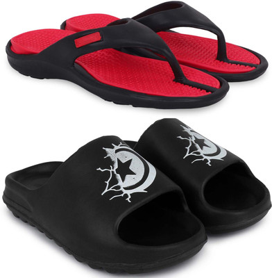 Kapani Fashion Men Slides(Red, Black , 7)
