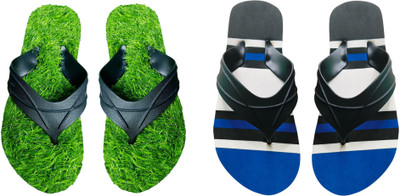 skyflip Men Slides(Blue, Black , 9)