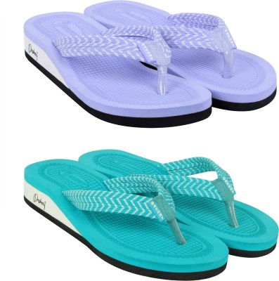 Dashny Women EXTRA SOFT HEEL Ortho Care Orthopaedic Comfort Slippers For Women & Girls Flip Flops(Purple, Blue, White 3)