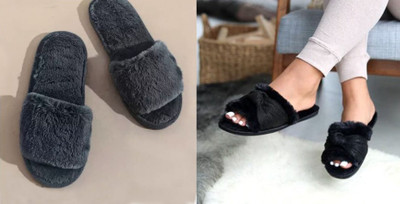 rexizone Women Slides(Black, Black , 6)