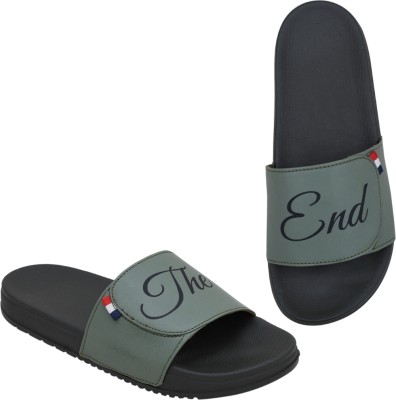 CLOSHO Men Slides(Green, Black , 9)