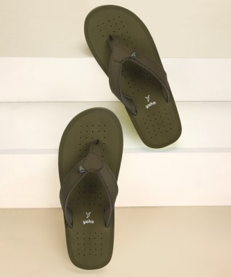 yoho Men Waves Men ortho slippers with arch support |soft Flip Flops(Olive 8)