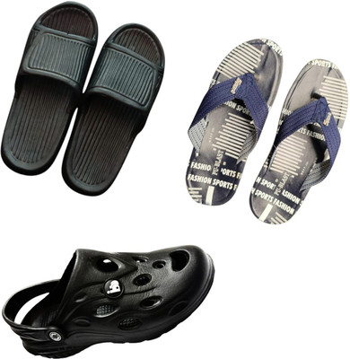 BLIBBERS Men Slippers(Black, Blue, Black , 8)