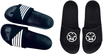 nvisan Men Slides(White, Black , 6)