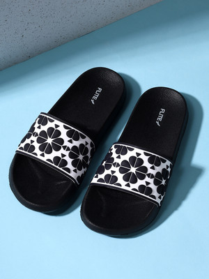 FLITE Women Slides(Black, White , 7)