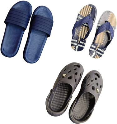 BLIBBERS Men Slippers(Blue, Black , 8)