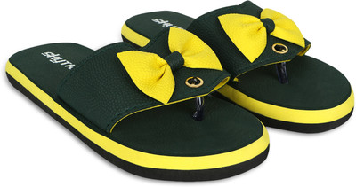 Skytrap Women Stylish Comfortable and Trending Colorful Rubber Flip Flops Slide Slides(Yellow , 5)