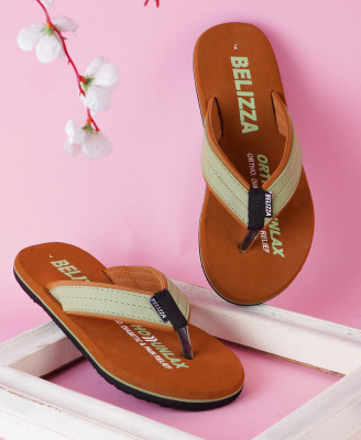 Belizza Men Flip Flops(Tan , 9)