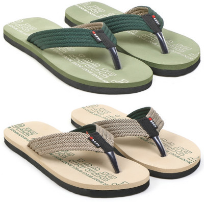 BFOOT Men Men's Stylish Treding Light Weight Comfortable Flip Flops combo Pack Of 2 pairs Flip Flops(Multicolor , 10)