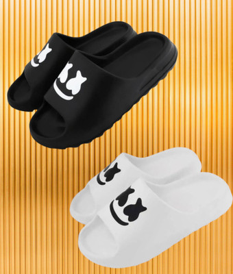 Ambit Men Slippers(Off White, Black , 9)