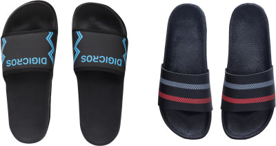 Digimahadev Men Flip Flops(Black , 7)