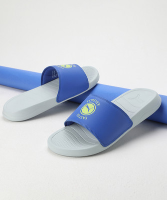 PUMA Men Slides(Grey, Blue, Yellow , 9)