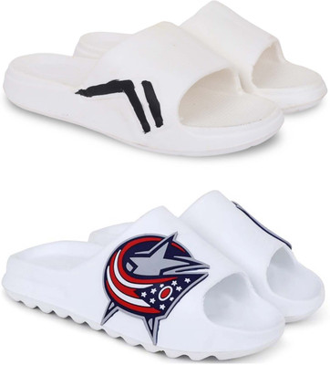 KAPYANSH Men Slippers(White, White , 6)