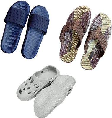 BLIBBERS Men Slippers(Blue, Brown, Off White , 9)