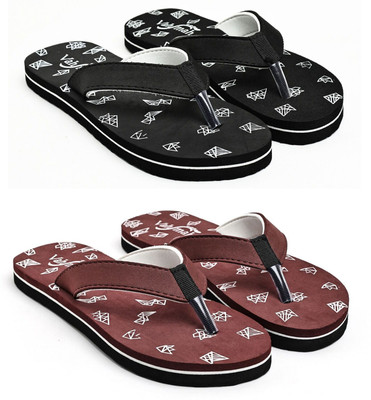 VAHMAH Women Slippers(Black, Brown , 8)