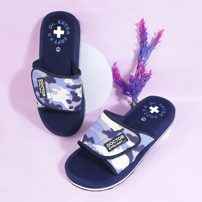 DOCTOR EXTRA SOFT Men Gents Orthopaedic and Diabetic Camo Ortho Care Velcro Adjustable Strap Super Comfort Dr.Sliders Flipflops and House Slippers for Men’s and Boy’s Slides(Navy , 7)