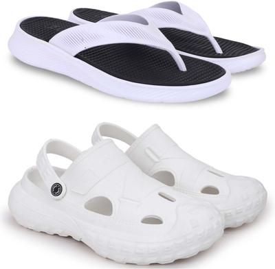 Kapani Fashion Men Slippers(Black, White , 9)