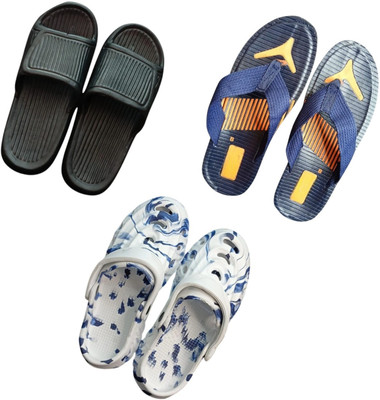 BLIBBERS Men Slippers(Black, Blue, Multicolor , 9)