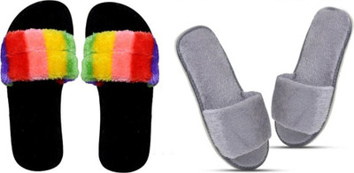 rexizone Women Slides(Multicolor, Grey , 7)
