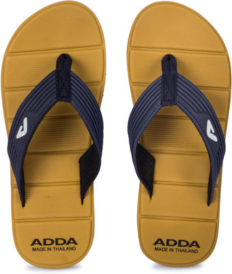 Adda Men Flip Flops(Beige, Navy , 7)
