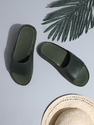 Chupps Men Stride Olive Slides Slippers Soft FootbedLightweight Flip Flops For Slippers(Olive , 10)