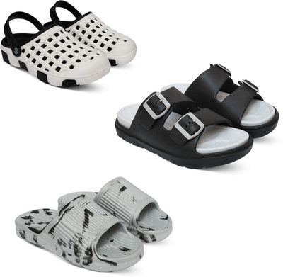 Acorn Men Slides(Grey, White, Black , 8)