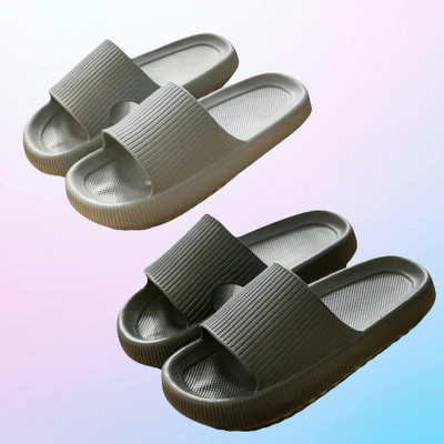 Dee Rook Men Slides(Grey, Black , 8)