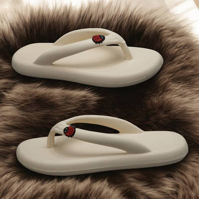 house of common Women Flip Flops(Off White , 8)