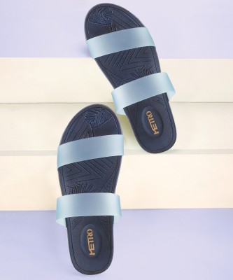 METRO Women Slides(Blue , 8)