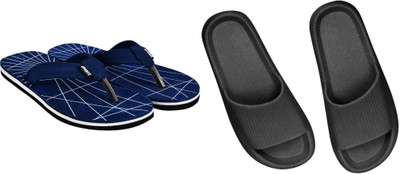 Sirex Men Slides(Black, Blue , 6)