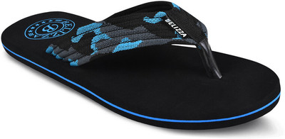 Belizza Men Flip Flops(Black, Blue , 6)