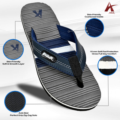Altek Men Flip Flops(Grey , 8)