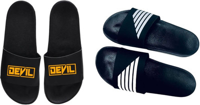 nvisan Men Slides(White, Orange, Black , 7)