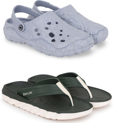 Pampy Angel Men Clogs(Grey, Green , 10)