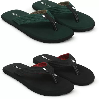 G Best Men 2 Pair of Men Flip Flop Slipper Flip Flops(Black, Green , 10)