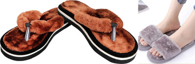 rexizone Women Flip Flops(Brown, Grey , 6)