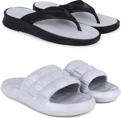 Pampy Angel Men Slippers(Grey, Black , 9)