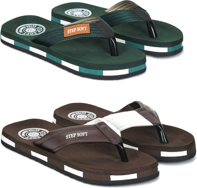Stepsoft Men Slippers(Green, Brown , 10)