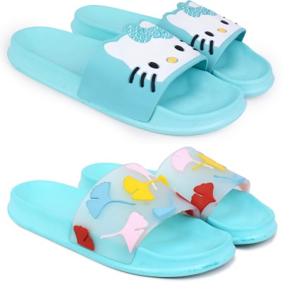 Kapani Fashion Women Slides(Blue, Blue , 4)