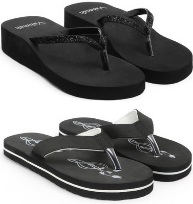 VAHMAH Women Slippers(Black, Black , 5)