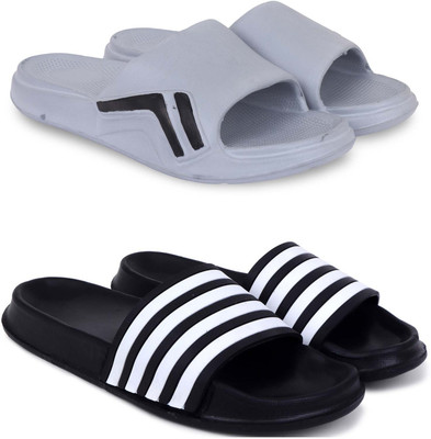 KAPYANSH Men Slippers(Grey, Black , 6)