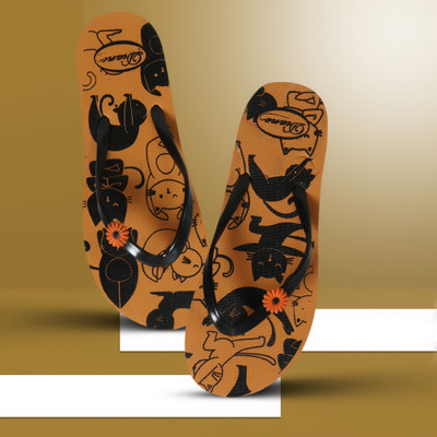 diano Women Flip Flops(Orange , 7)
